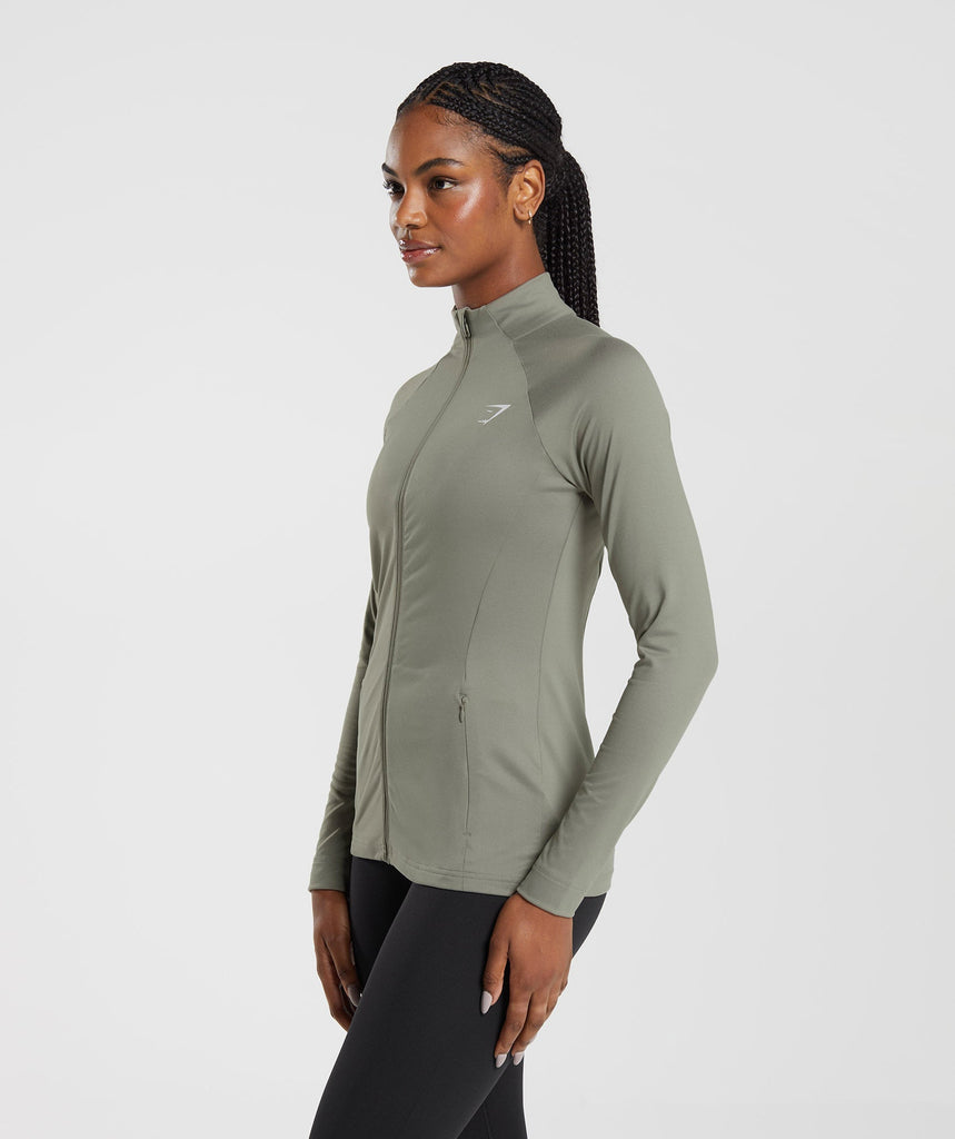 Gymshark Training Zip Up Jacket Linen Brown Gymshark