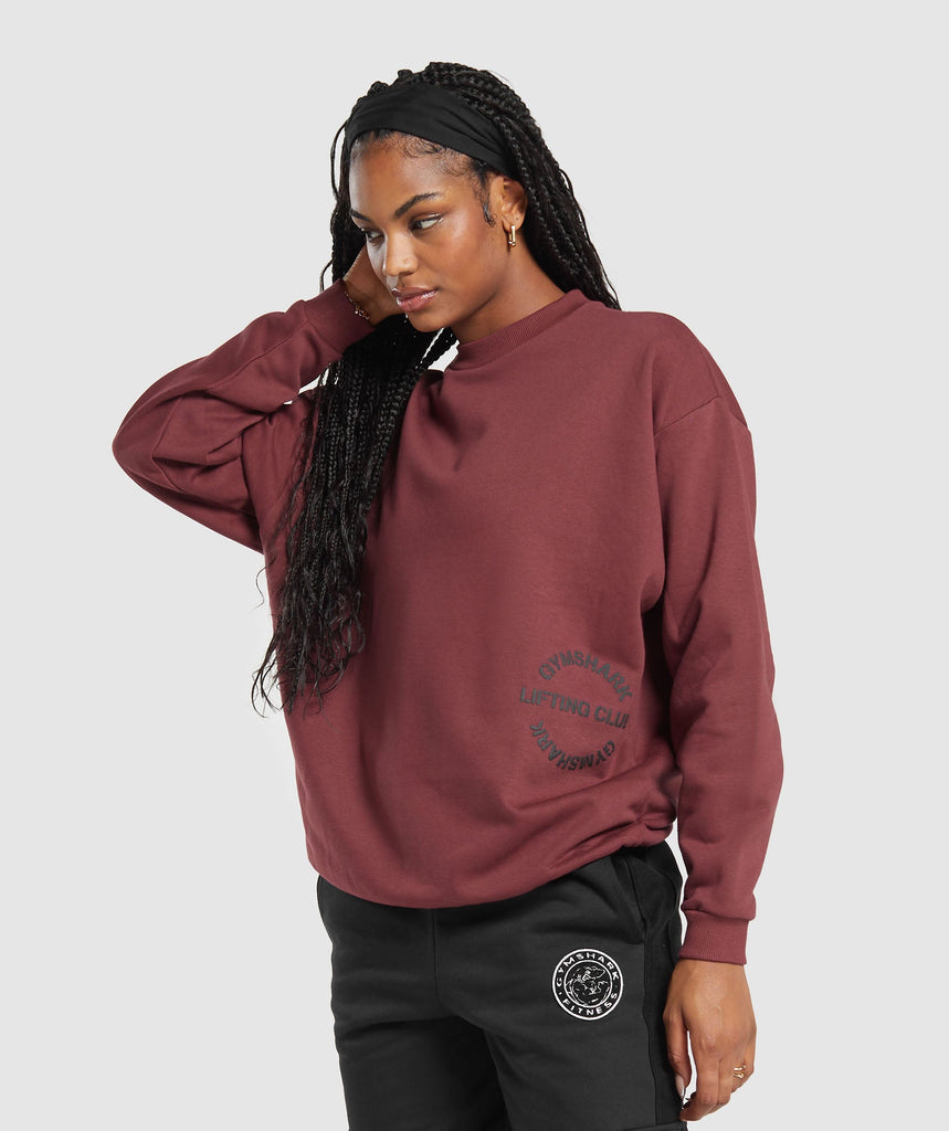 Gymshark Built Oversized Sweatshirt - Washed Burgundy | Gymshark