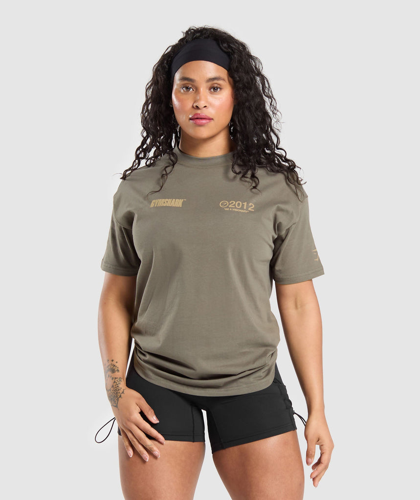 Gymshark Be a Visionary Oversized T-Shirt - Camo Brown | Gymshark