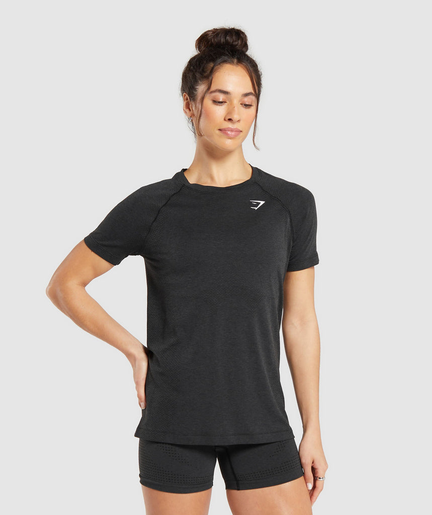Gymshark Vital Seamless Light T-Shirt - Black Marl 1
